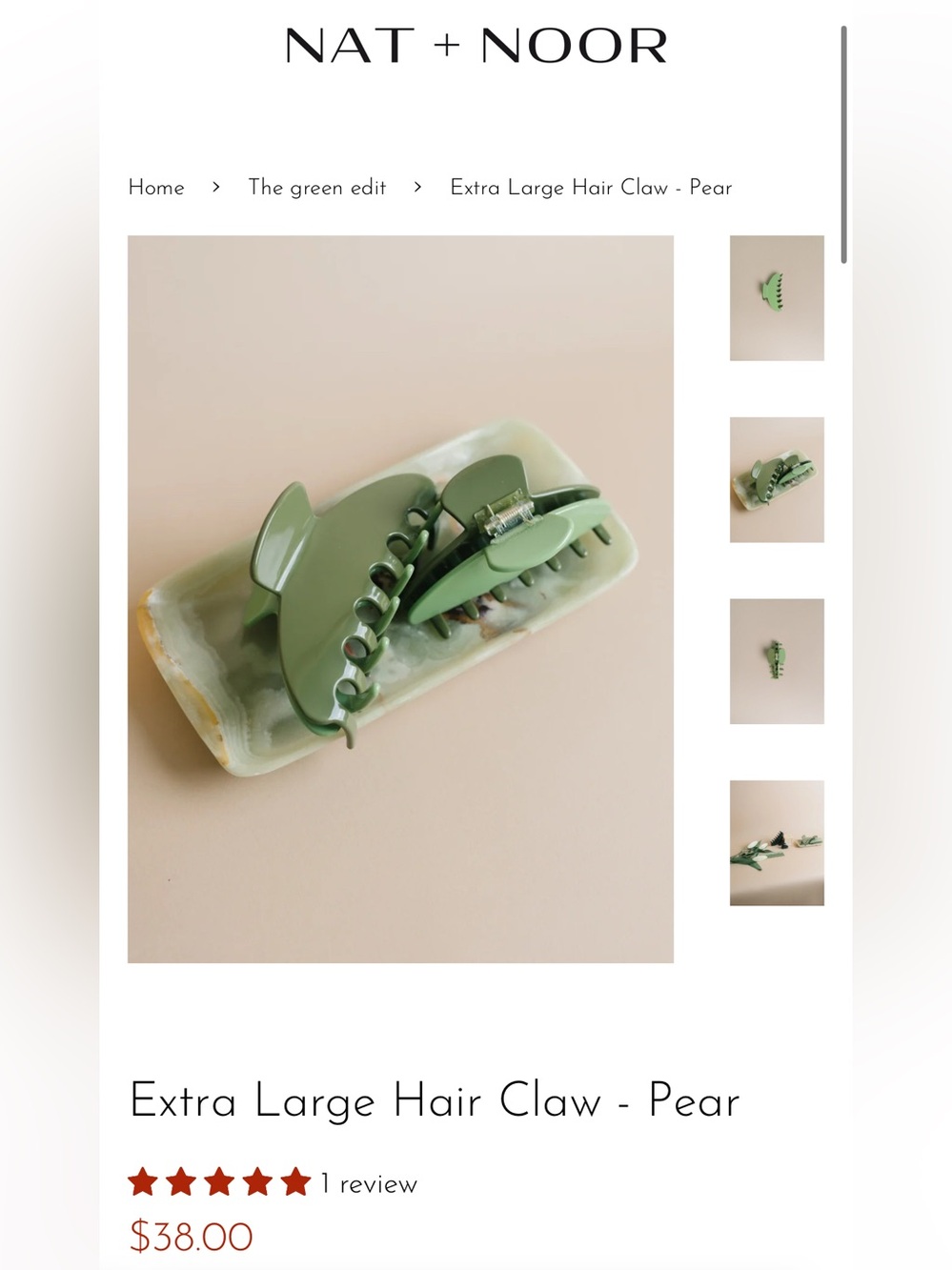 Nat + Noor Extra Large Hair Claw in Pear 🍐